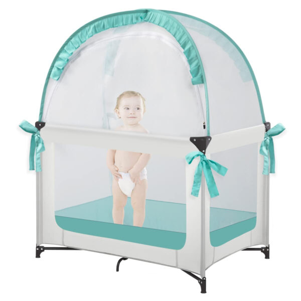 Crib Tent Crib Net to Keep Baby in, Pop Up Crib Tent Canopy Keep Baby from Climbing Out (55.2" L x 27.6" W x 51.6" H)