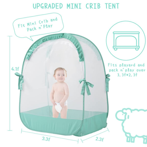Crib Tent Crib Net to Keep Baby in, Pop Up Crib Tent Canopy Keep Baby from Climbing Out (55.2" L x 27.6" W x 51.6" H)