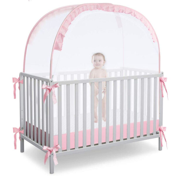 Crib Tent Crib Net to Keep Baby in, Pop Up Crib Tent Canopy Keep Baby from Climbing Out (55.2" L x 27.6" W x 51.6" H)