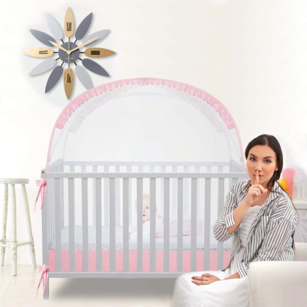 Crib Tent Crib Net to Keep Baby in, Pop Up Crib Tent Canopy Keep Baby from Climbing Out (55.2" L x 27.6" W x 51.6" H)