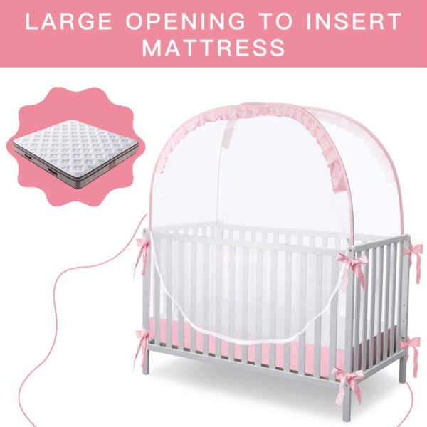 Crib Tent Crib Net to Keep Baby in, Pop Up Crib Tent Canopy Keep Baby from Climbing Out (55.2" L x 27.6" W x 51.6" H)