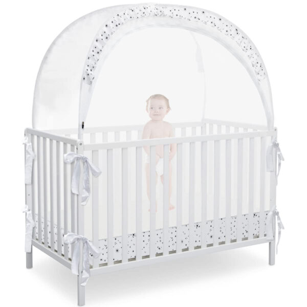 Crib Tent Crib Net to Keep Baby in, Pop Up Crib Tent Canopy Keep Baby from Climbing Out (55.2" L x 27.6" W x 51.6" H)