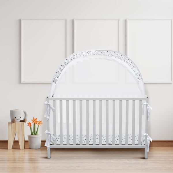 Crib Tent Crib Net to Keep Baby in, Pop Up Crib Tent Canopy Keep Baby from Climbing Out (55.2" L x 27.6" W x 51.6" H)