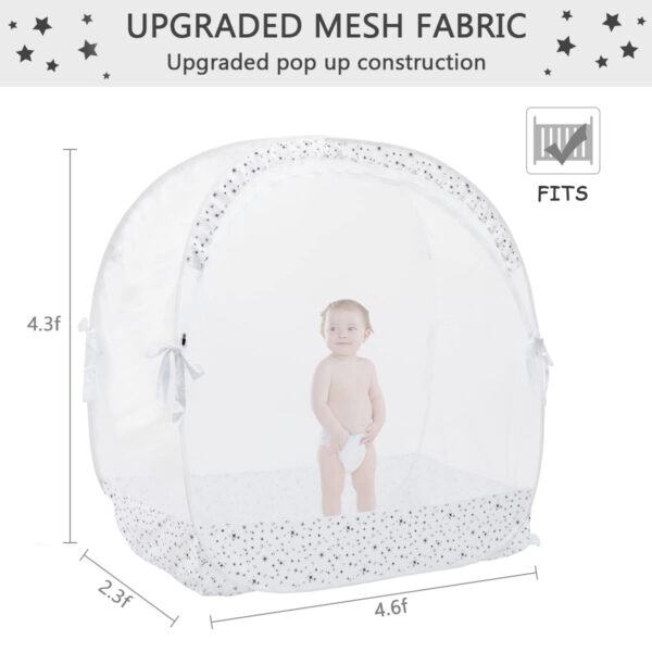 Crib Tent Crib Net to Keep Baby in, Pop Up Crib Tent Canopy Keep Baby from Climbing Out (55.2" L x 27.6" W x 51.6" H)