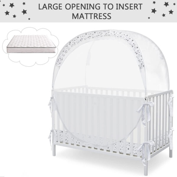 Crib Tent Crib Net to Keep Baby in, Pop Up Crib Tent Canopy Keep Baby from Climbing Out (55.2" L x 27.6" W x 51.6" H)