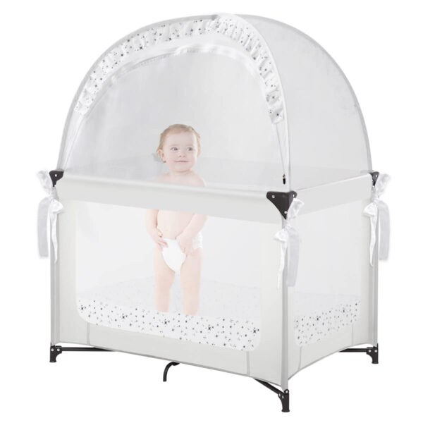 Crib Tent Crib Net to Keep Baby in, Pop Up Crib Tent Canopy Keep Baby from Climbing Out (55.2" L x 27.6" W x 51.6" H)