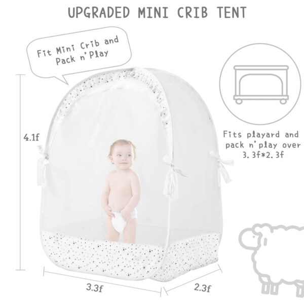 Crib Tent Crib Net to Keep Baby in, Pop Up Crib Tent Canopy Keep Baby from Climbing Out (55.2" L x 27.6" W x 51.6" H)