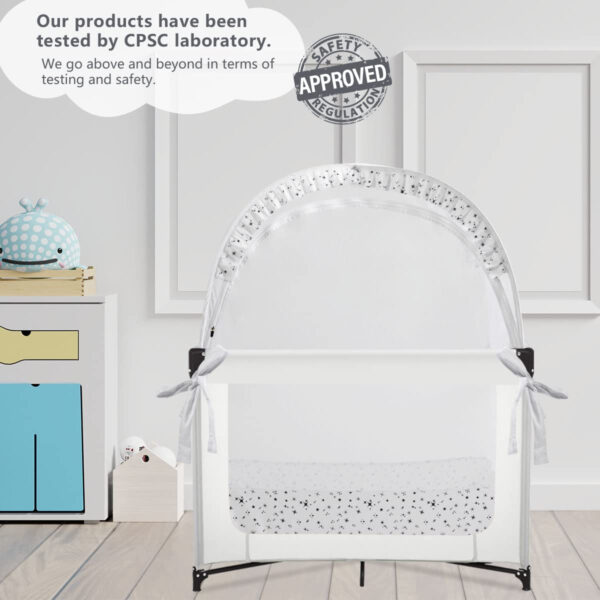 Crib Tent Crib Net to Keep Baby in, Pop Up Crib Tent Canopy Keep Baby from Climbing Out (55.2" L x 27.6" W x 51.6" H)