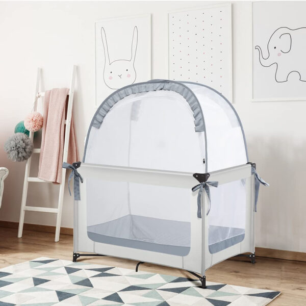 Crib Tent Crib Net to Keep Baby in, Pop Up Crib Tent Canopy Keep Baby from Climbing Out (55.2" L x 27.6" W x 51.6" H)