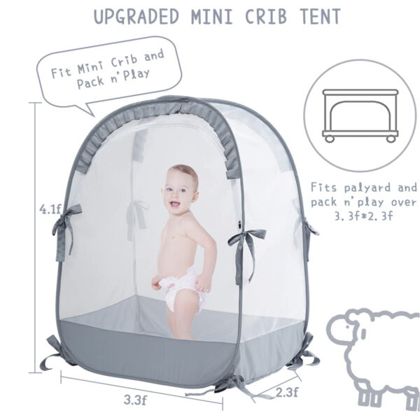 Crib Tent Crib Net to Keep Baby in, Pop Up Crib Tent Canopy Keep Baby from Climbing Out (55.2" L x 27.6" W x 51.6" H)