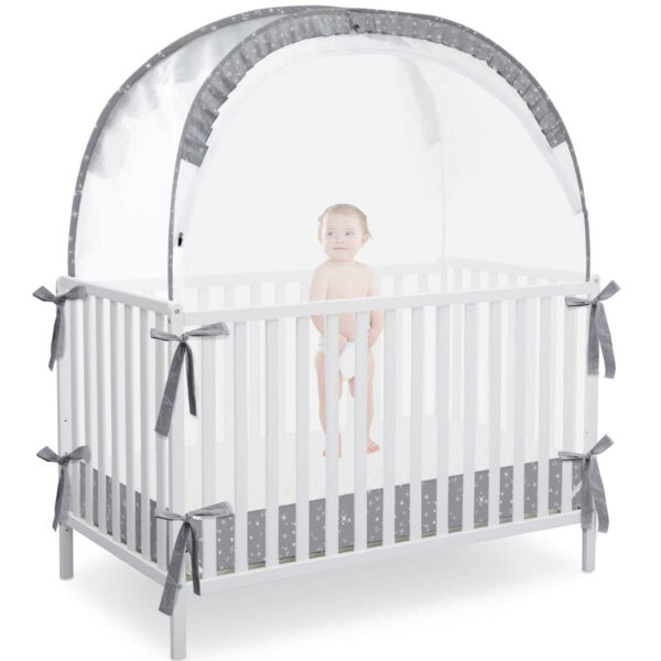 Crib Tent Crib Net to Keep Baby in, Pop Up Crib Tent Canopy Keep Baby from Climbing Out (55.2" L x 27.6" W x 51.6" H)