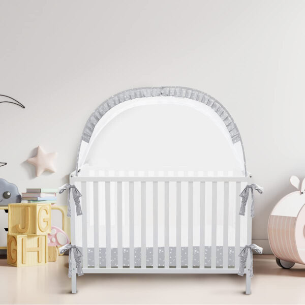 Crib Tent Crib Net to Keep Baby in, Pop Up Crib Tent Canopy Keep Baby from Climbing Out (55.2" L x 27.6" W x 51.6" H)