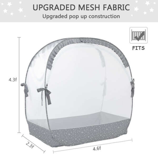 Crib Tent Crib Net to Keep Baby in, Pop Up Crib Tent Canopy Keep Baby from Climbing Out (55.2" L x 27.6" W x 51.6" H)