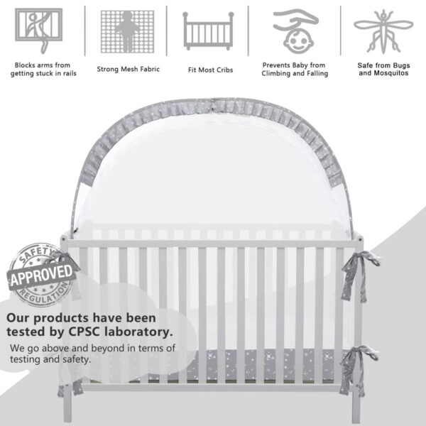 Crib Tent Crib Net to Keep Baby in, Pop Up Crib Tent Canopy Keep Baby from Climbing Out (55.2" L x 27.6" W x 51.6" H)
