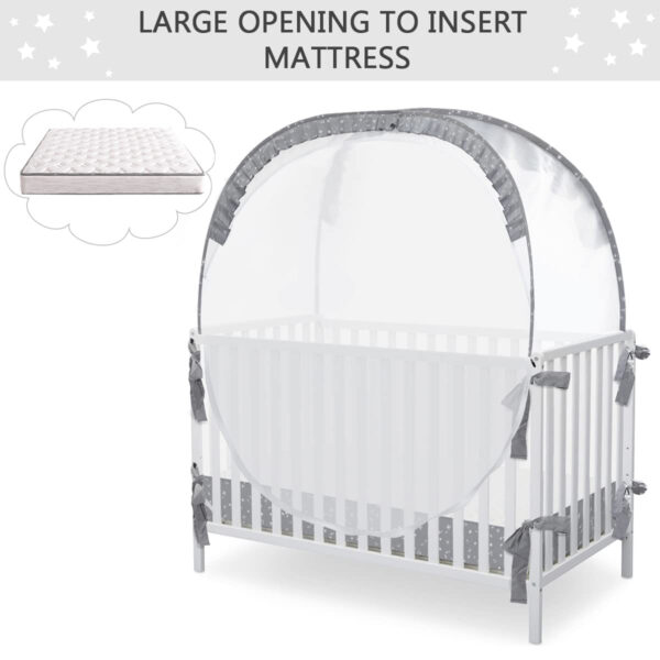 Crib Tent Crib Net to Keep Baby in, Pop Up Crib Tent Canopy Keep Baby from Climbing Out (55.2" L x 27.6" W x 51.6" H)