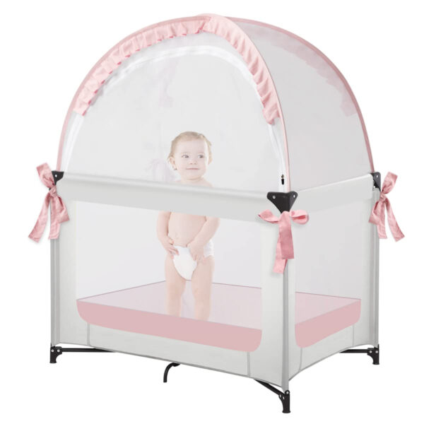 Crib Tent Crib Net to Keep Baby in, Pop Up Crib Tent Canopy Keep Baby from Climbing Out (55.2" L x 27.6" W x 51.6" H)