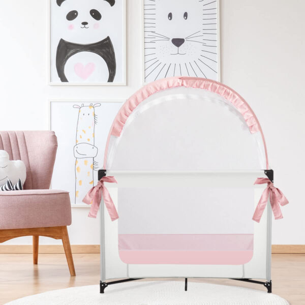 Crib Tent Crib Net to Keep Baby in, Pop Up Crib Tent Canopy Keep Baby from Climbing Out (55.2" L x 27.6" W x 51.6" H)