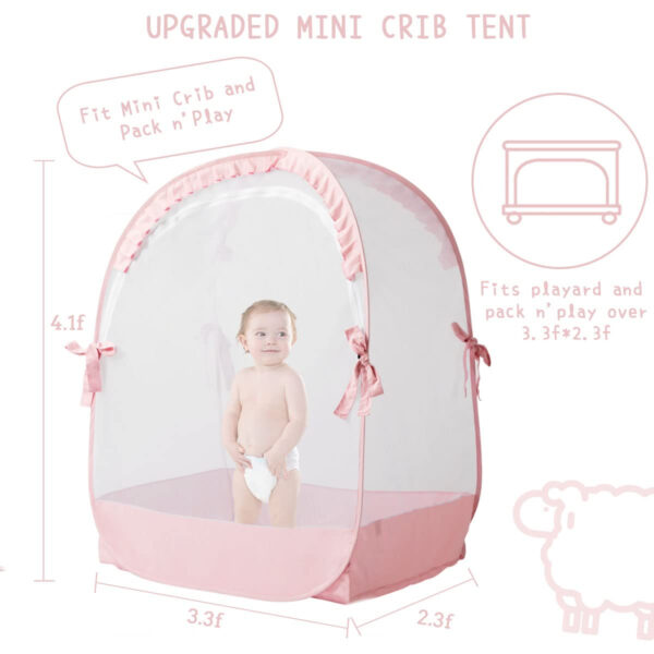Crib Tent Crib Net to Keep Baby in, Pop Up Crib Tent Canopy Keep Baby from Climbing Out (55.2" L x 27.6" W x 51.6" H)