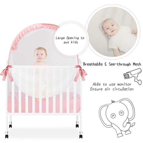 Crib Tent Crib Net to Keep Baby in, Pop Up Crib Tent Canopy Keep Baby from Climbing Out (55.2" L x 27.6" W x 51.6" H)