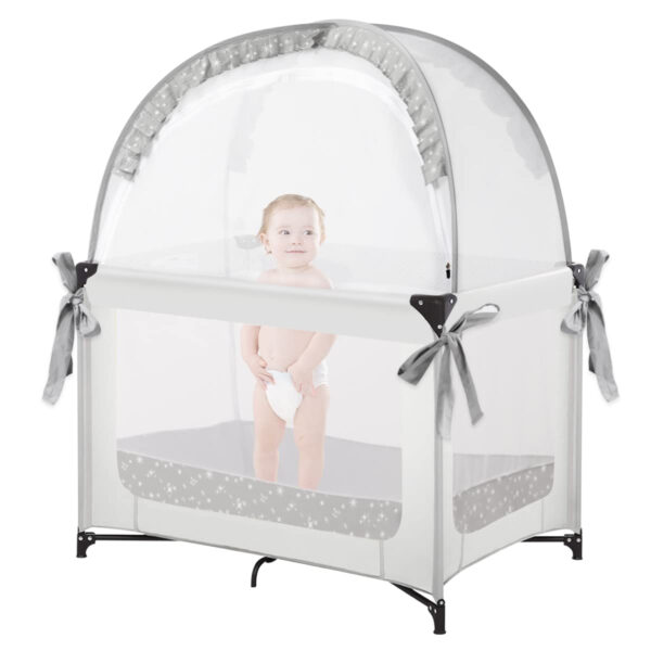 Crib Tent Crib Net to Keep Baby in, Pop Up Crib Tent Canopy Keep Baby from Climbing Out (55.2" L x 27.6" W x 51.6" H)