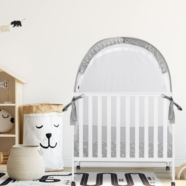 Crib Tent Crib Net to Keep Baby in, Pop Up Crib Tent Canopy Keep Baby from Climbing Out (55.2" L x 27.6" W x 51.6" H)