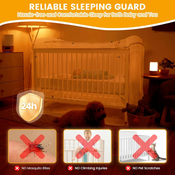 688aa06e9b8c17b9632f12dd18112413359c6baa03b19c625a0f6.jpg Orzbow Baby Crib Tent to Keep Baby from Climbing Out, Encrypted Mosquito Net for Crib, Crib Net with Two-Way Zippers, Durable and Breathable Mesh Cover, Falls and Mosquito Bites, White