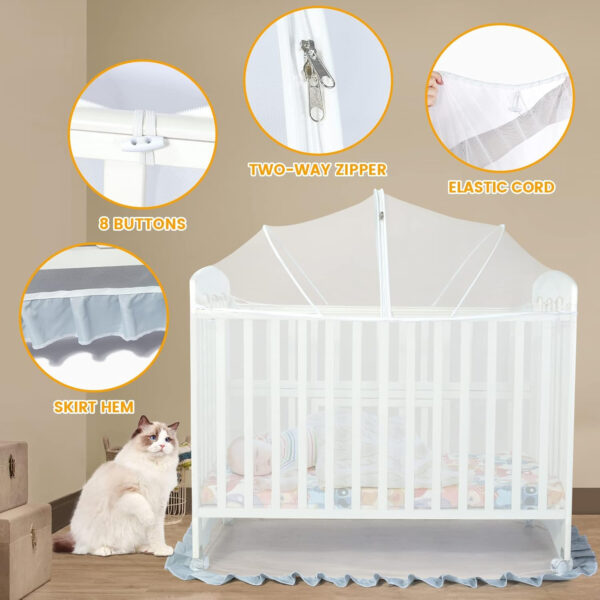 688aa078873ac96d722ba04e16b2378cc83b8868c16856041703b.jpg Orzbow Baby Crib Tent to Keep Baby from Climbing Out, Encrypted Mosquito Net for Crib, Crib Net with Two-Way Zippers, Durable and Breathable Mesh Cover, Falls and Mosquito Bites, White