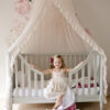688aa0cd8b136ead3721152f30d283746f5186cc36745803ed298.jpg Wonder Space Elegant Kids Bed Canopy - Lace Chiffon Netting with Pom Pom, Princess Girls Fairy Dream Tent, Nursery Room Baby Crib Hanging Curtain Mosquito Net Children Reading Nook Decoration (Beige)