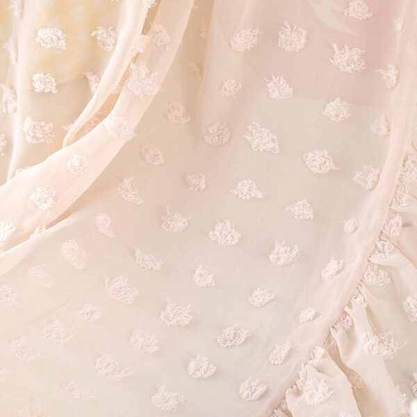 688aa0d05b8ae6af4a6244de5195a45f51f4e26e2659b942540b6.jpg Wonder Space Elegant Kids Bed Canopy - Lace Chiffon Netting with Pom Pom, Princess Girls Fairy Dream Tent, Nursery Room Baby Crib Hanging Curtain Mosquito Net Children Reading Nook Decoration (Beige)