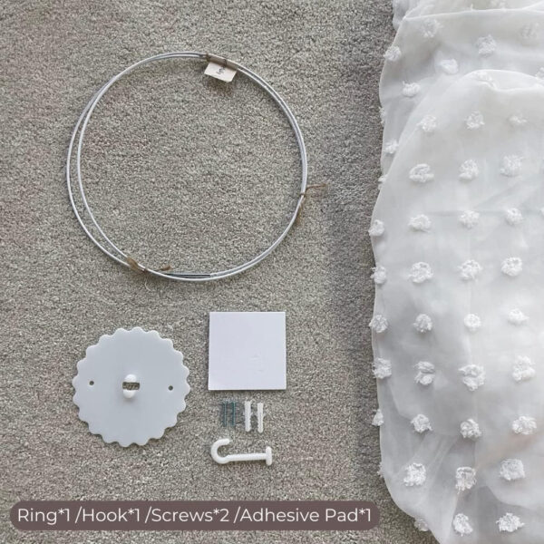 688aa0d4a5263e550ff342b14700bf5aec1f8886c3da69df02e32.jpg Wonder Space Elegant Kids Bed Canopy - Lace Chiffon Netting with Pom Pom, Princess Girls Fairy Dream Tent, Nursery Room Baby Crib Hanging Curtain Mosquito Net Children Reading Nook Decoration (Beige)