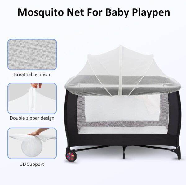 688aa1720787ac4c3ce64d3830b8964cf39060044500ff6736866.jpg Travel Crib Tent, Pack and Play Mosquito Net Cover with 2-Way Zipper for Playpen White
