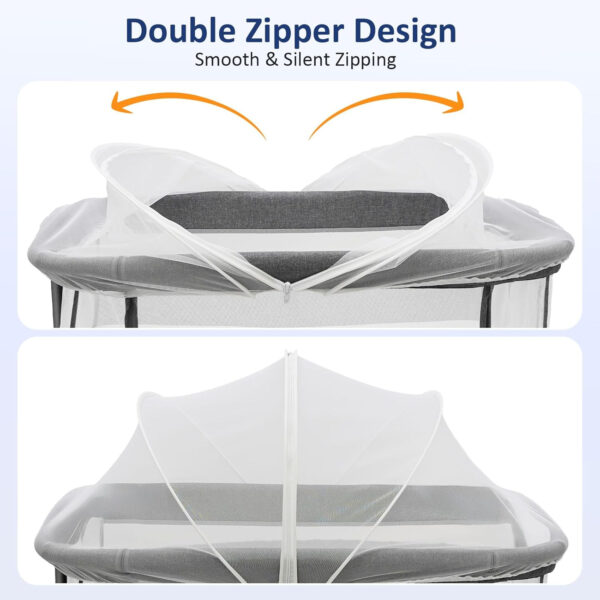 688aa1789454b2ba26b36a93c5b537d8ad2632f10ff6f8272113f.jpg Travel Crib Tent, Pack and Play Mosquito Net Cover with 2-Way Zipper for Playpen White