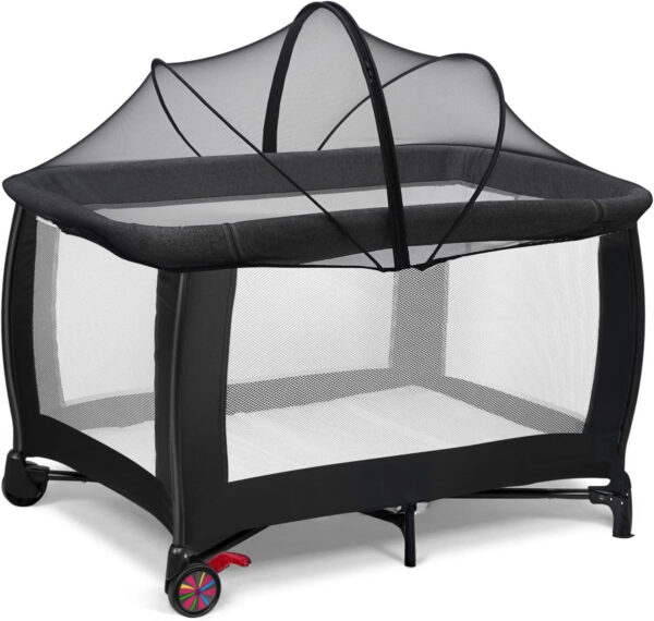 688aa18253c268b408716b66f58e060a4d385475ac391762a8266.jpg Travel Crib Tent, Pack and Play Mosquito Net Cover with 2-Way Zipper for Playpen White