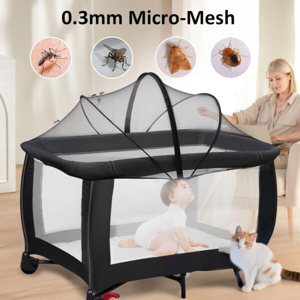 688aa184815b9e5b22c8216c76bdb9871157ef47ccf6d3c5ca82d.jpg Travel Crib Tent, Pack and Play Mosquito Net Cover with 2-Way Zipper for Playpen White