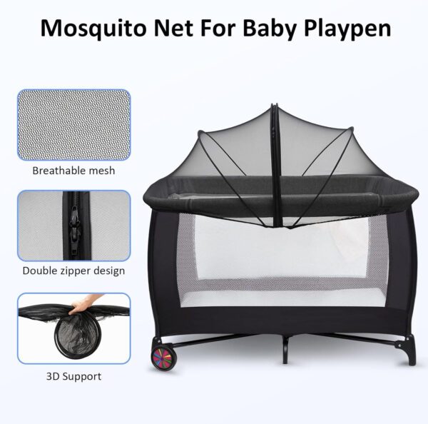 688aa187c9f7dd81a63a450d41d73bffb4350fb3b77e198c43de3.jpg Travel Crib Tent, Pack and Play Mosquito Net Cover with 2-Way Zipper for Playpen White