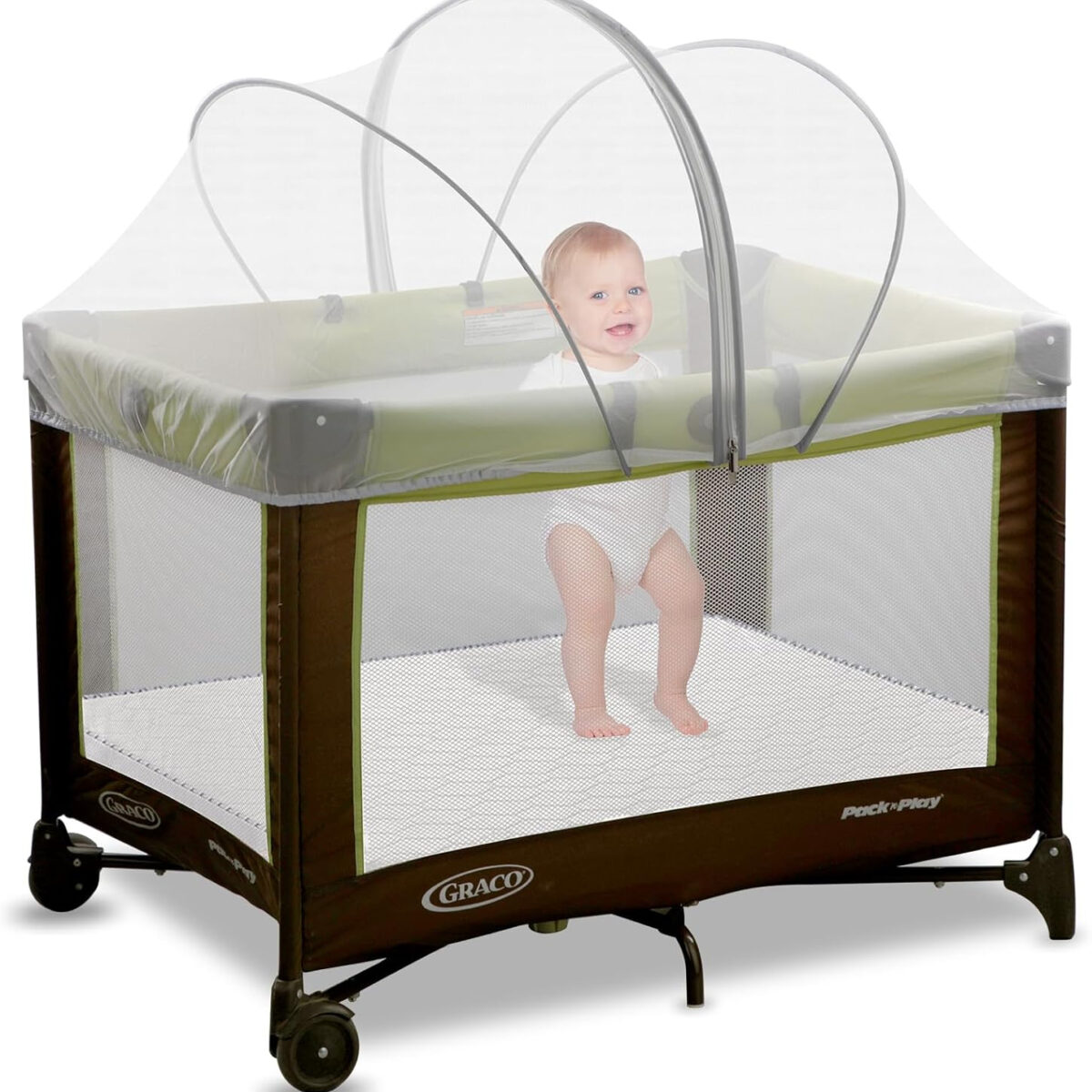 688aa1ce16c660b4d090b9506d6d36bcd0daeabb10bd35da001ec.jpg Pack and Play Cover - Mosquito Net Cover for Pack n Play/Travel Crib/Mini Crib/Playpen to Keep Cats Out - Breathable Baby Mosquito Net with 2-Way Zipper (White-Large)