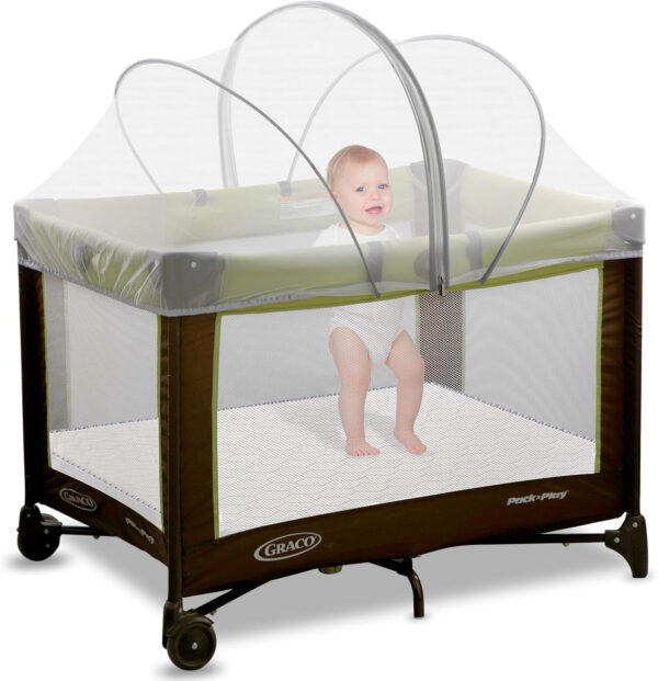 Pack and Play Cover - Mosquito Net Cover for Pack n Play/Travel Crib/Mini Crib/Playpen to Keep Cats Out - Breathable Baby Mosquito Net with 2-Way Zipper (White-Large)