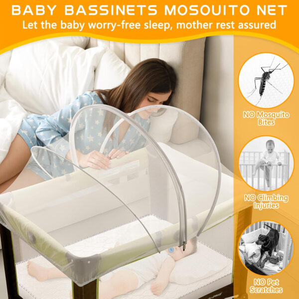 Pack and Play Cover - Mosquito Net Cover for Pack n Play/Travel Crib/Mini Crib/Playpen to Keep Cats Out - Breathable Baby Mosquito Net with 2-Way Zipper (White-Large)