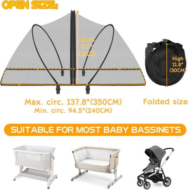 Pack and Play Cover - Mosquito Net Cover for Pack n Play/Travel Crib/Mini Crib/Playpen to Keep Cats Out - Breathable Baby Mosquito Net with 2-Way Zipper (White-Large)