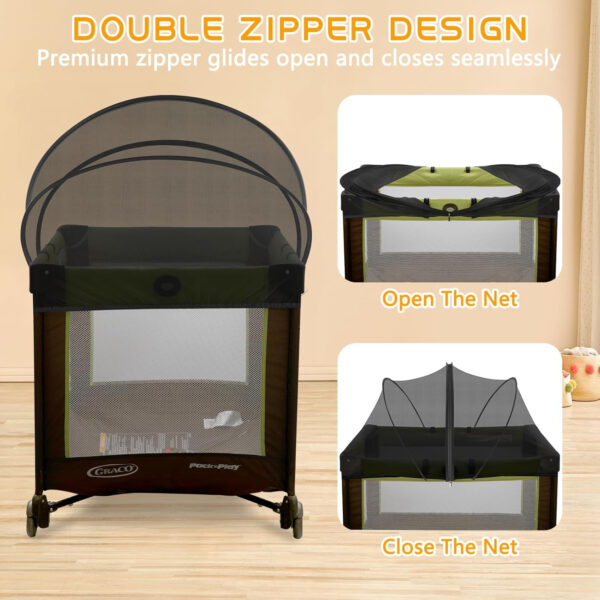 Pack and Play Cover - Mosquito Net Cover for Pack n Play/Travel Crib/Mini Crib/Playpen to Keep Cats Out - Breathable Baby Mosquito Net with 2-Way Zipper (White-Large)