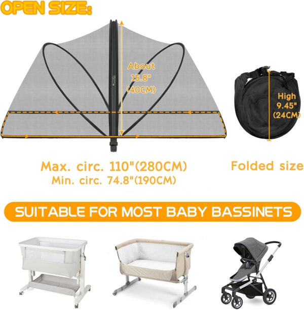 Pack and Play Cover - Mosquito Net Cover for Pack n Play/Travel Crib/Mini Crib/Playpen to Keep Cats Out - Breathable Baby Mosquito Net with 2-Way Zipper (White-Large)