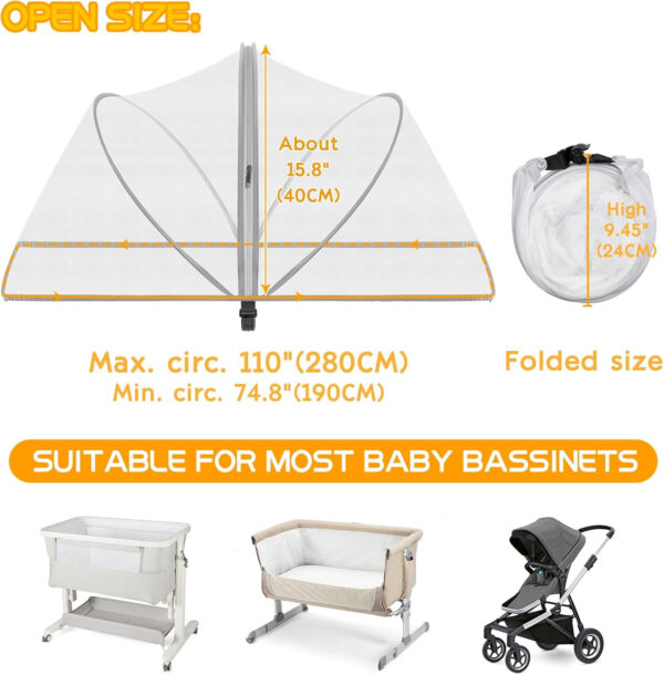 Pack and Play Cover - Mosquito Net Cover for Pack n Play/Travel Crib/Mini Crib/Playpen to Keep Cats Out - Breathable Baby Mosquito Net with 2-Way Zipper (White-Large)
