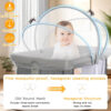 Pack and Play Cover - Mosquito Net Cover for Pack n Play/Travel Crib/Mini Crib/Playpen to Keep Cats Out - Breathable Baby Mosquito Net with 2-Way Zipper (White-Large)