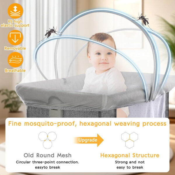 Pack and Play Cover - Mosquito Net Cover for Pack n Play/Travel Crib/Mini Crib/Playpen to Keep Cats Out - Breathable Baby Mosquito Net with 2-Way Zipper (White-Large)