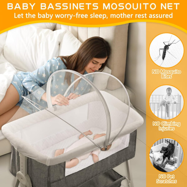 Pack and Play Cover - Mosquito Net Cover for Pack n Play/Travel Crib/Mini Crib/Playpen to Keep Cats Out - Breathable Baby Mosquito Net with 2-Way Zipper (White-Large)