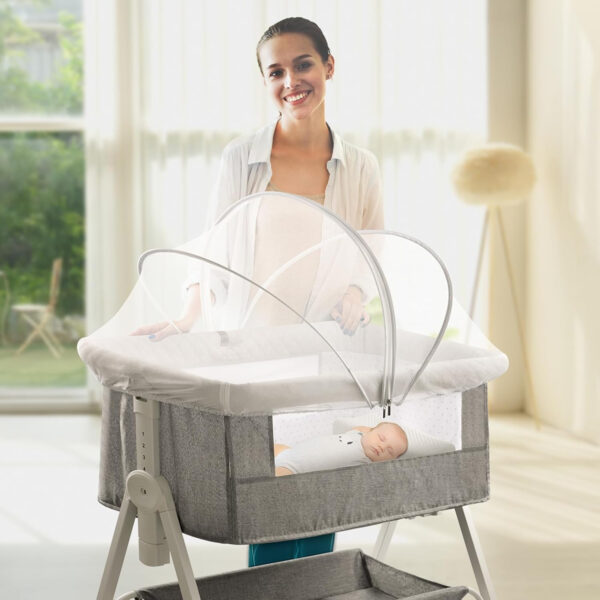 Pack and Play Cover - Mosquito Net Cover for Pack n Play/Travel Crib/Mini Crib/Playpen to Keep Cats Out - Breathable Baby Mosquito Net with 2-Way Zipper (White-Large)