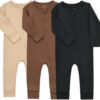 688aa2bc96ab6b94e9e4b7af9a5b855c9651ee81590ea22913fa6.jpg Aablexema Baby Cotton Fooltess Pajamas with Mitten, 3-pack Infant Romper Zip Up One Piece Jumpsuits Outfit