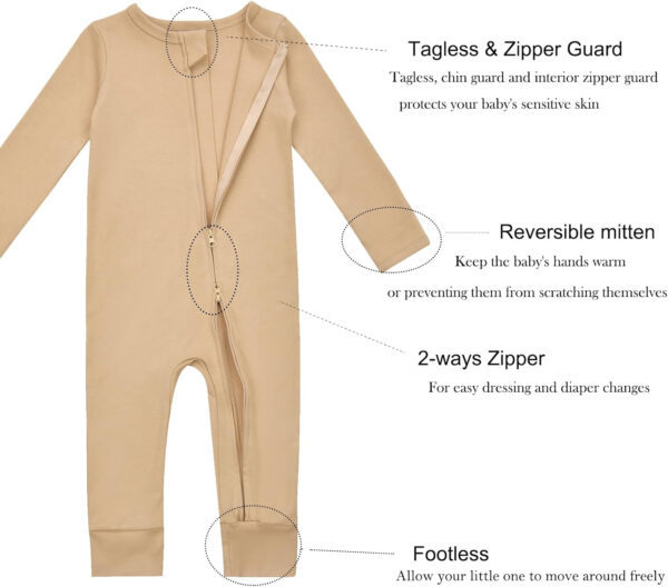 688aa2bee7c102a8c18c7941411b643eb96f5b6b31a7d1fac88c0.jpg Aablexema Baby Cotton Fooltess Pajamas with Mitten, 3-pack Infant Romper Zip Up One Piece Jumpsuits Outfit