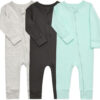 688aa2c1e22bf3fba2281fd6311fbc45ec68a9ff7cc448b89529f.jpg Aablexema Baby Cotton Fooltess Pajamas with Mitten, 3-pack Infant Romper Zip Up One Piece Jumpsuits Outfit