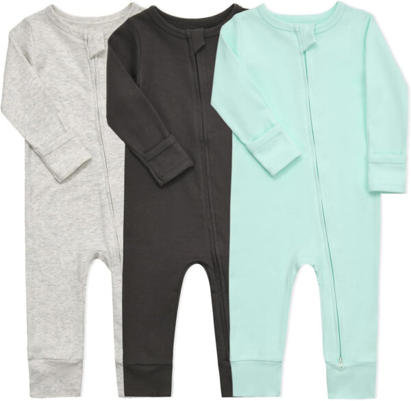 688aa2c1e22bf3fba2281fd6311fbc45ec68a9ff7cc448b89529f.jpg Aablexema Baby Cotton Fooltess Pajamas with Mitten, 3-pack Infant Romper Zip Up One Piece Jumpsuits Outfit